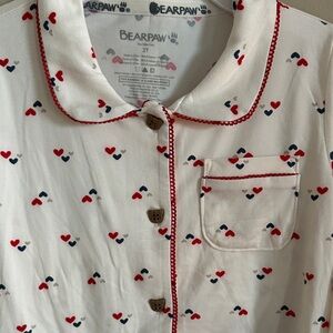 BearPaw Valentine Pajamas Heart ♥️ Print Red Navy Ivory 3T NEW!